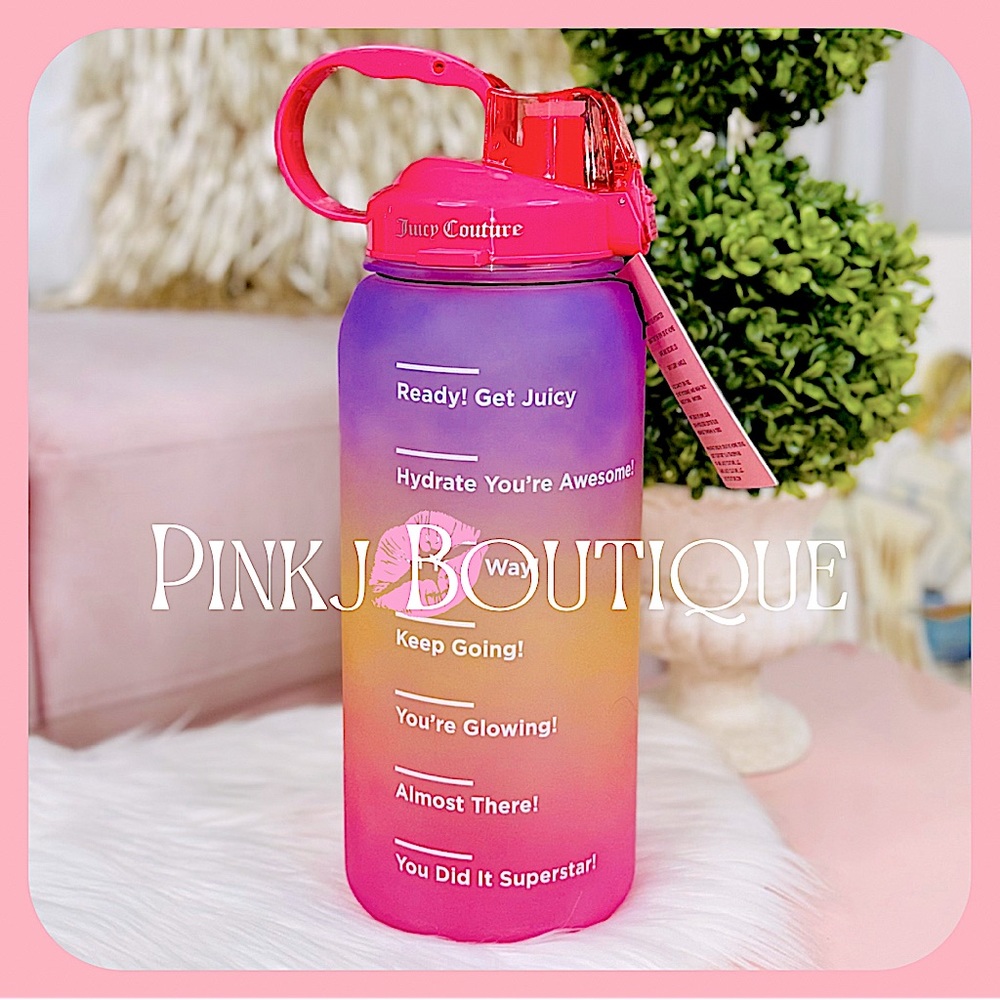 💗🧋{Juicy Couture} Fuchsia Purple {Ombré} Motivational Hydration Water Bottle!